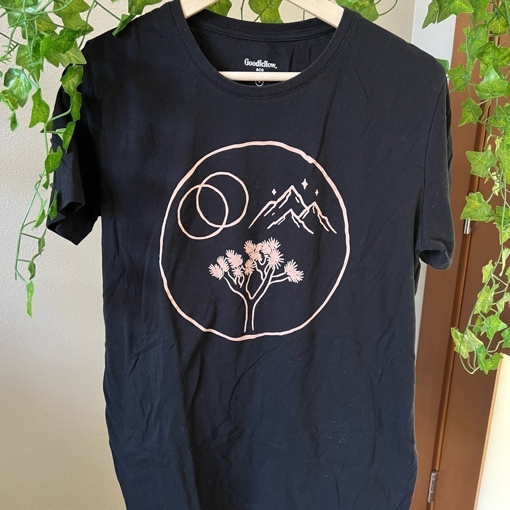 Black T-Shirt with Pink Graphic